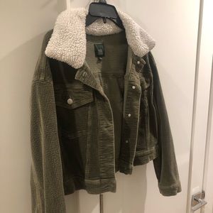 Olive Green Sherpa Corduroy Jacket